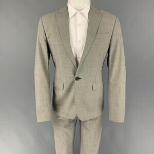 DSQUARED2 Size 40 Black White Houndstooth Wool Peak Lapel Suit